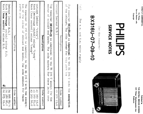 BX316U /10; Philips; Eindhoven (ID = 2225498) Radio