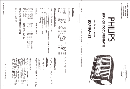 BX416A /21; Philips; Eindhoven (ID = 2297831) Radio