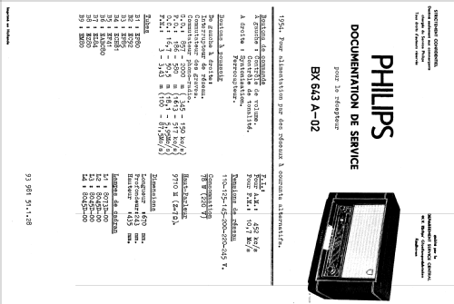 BX643A /02; Philips; Eindhoven (ID = 1644023) Radio