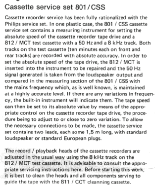 Cassette Service Set 801/C.S.S.; Philips; Eindhoven (ID = 2945794) Equipment