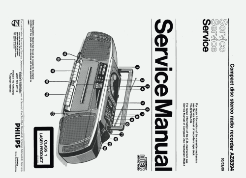 Compact Disc Stereo Radio Cassette Recorder AZ8394 /00 /02 /05; Philips; Eindhoven (ID = 2581496) Radio