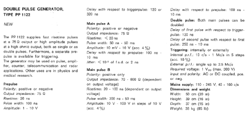 Double pulse generator PP1122; Philips; Eindhoven (ID = 240829) Equipment
