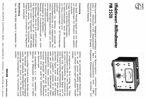 Effektivwert-Millivoltmeter PM2520; Philips; Eindhoven (ID = 2152857) Equipment