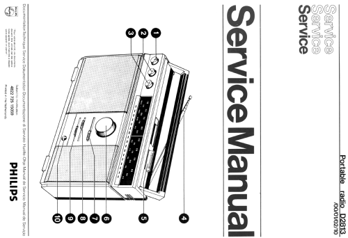 Four Band AM-FM Radio Receiver D-2813 /02; Philips; Eindhoven (ID = 1973845) Radio