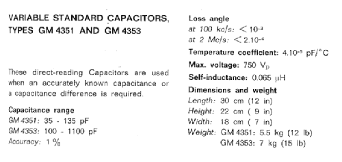 Variable standard capacitor GM4351; Philips; Eindhoven (ID = 240839) Equipment