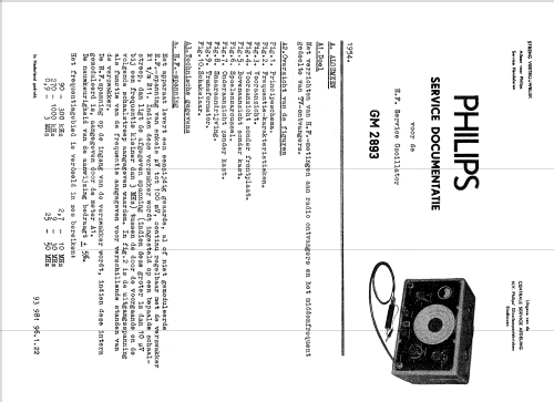 HF-Oszillator GM2893 /01; Philips; Eindhoven (ID = 767443) Equipment