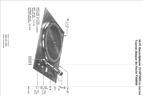 Hi-Fi Record Player 22AF085 /55B; Philips; Eindhoven (ID = 1129500) R-Player