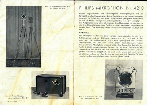 Microphone capsule typ 4210 ; Philips; Eindhoven (ID = 2193597) Microphone/PU
