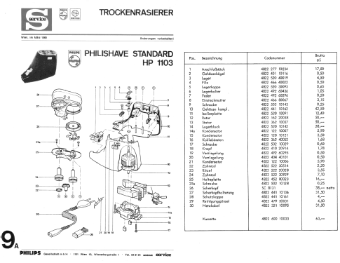 Philishave standard HP 1103; Philips; Eindhoven (ID = 3070373) Household Appliance