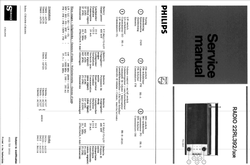 Portable Radio 22RL392 /00R; Philips; Eindhoven (ID = 2052296) Radio