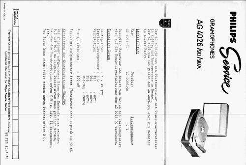 Portable Record Reproducer AG4026 /90 /90A Ch= AG2026-90; Philips; Eindhoven (ID = 2599102) R-Player