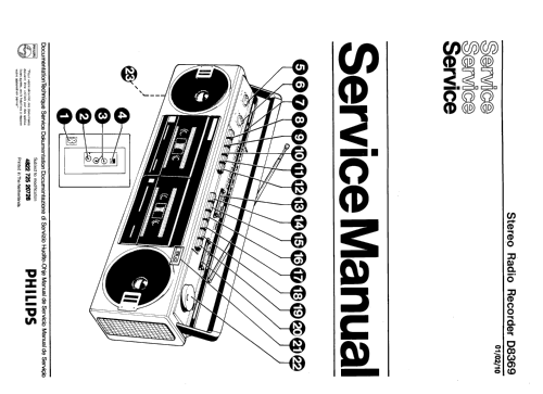 Stereo Radio Cassette Recorder D8369 /01 /02 /10; Philips; Eindhoven (ID = 2583583) Radio