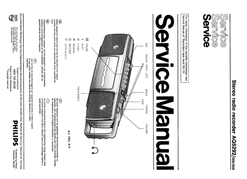 Stereo Radio Recorder AQ5292 /00S /05S; Philips; Eindhoven (ID = 1982098) Radio