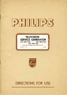 Television Service Generator GM2891 /55; Philips; Eindhoven (ID = 2723990) Ausrüstung