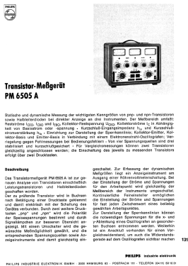 Transistor Analyzer PM6505A /02 /04 /05; Philips; Eindhoven (ID = 3130738) Equipment
