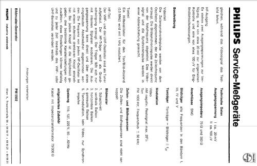 TV Pattern Generator PM 5502; Philips; Eindhoven (ID = 471092) Equipment