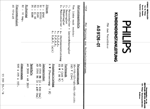 Verstärker AG9126 /01; Philips; Eindhoven (ID = 2045158) Ampl/Mixer