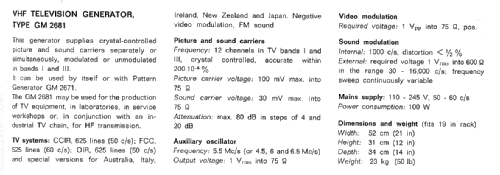 VHF Television Generator GM2681; Philips; Eindhoven (ID = 240800) Equipment