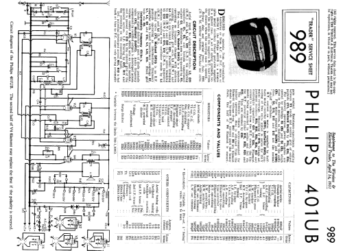 401UB; Philips Electrical, (ID = 2275748) Radio