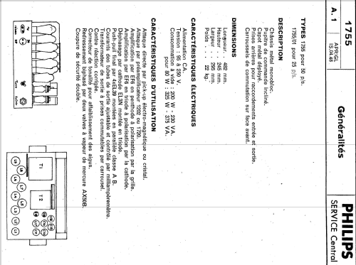 Amplificateur 80W 1755; Philips France; (ID = 1629011) Ampl/Mixer