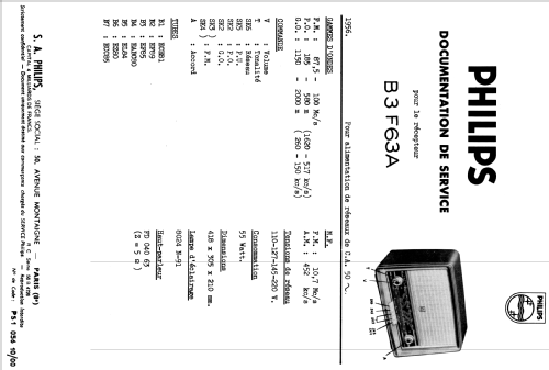 B3F63A AM.FM - BF363A; Philips France; (ID = 2015909) Radio