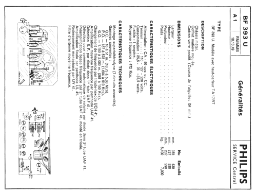 BF393U; Philips France; (ID = 1976457) Radio