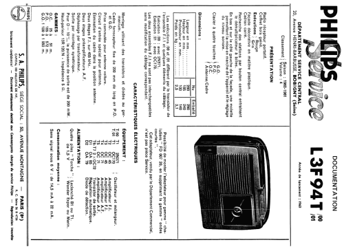 L3F94T /01; Philips France; (ID = 1989724) Radio