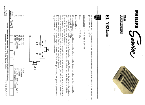 Estación Secundaria Intercomunicador ELA Amplifiers EL7324 /00; Philips Ibérica, (ID = 2598215) Speaker-P
