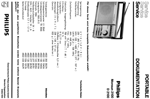 2-Band Portable Receiver D2100; Philips Italy; (ID = 1971858) Radio