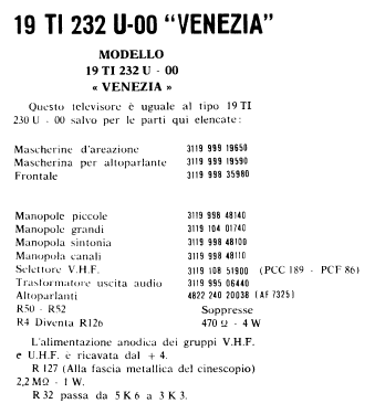 Venezia 19 TI 232U -00; Philips Italy; (ID = 3002639) Television