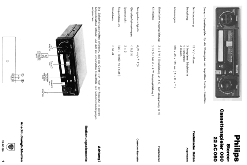 Stereo-Cassettenspieler 060 MKII 22AC060 /02; Philips Belgium (ID = 718733) R-Player