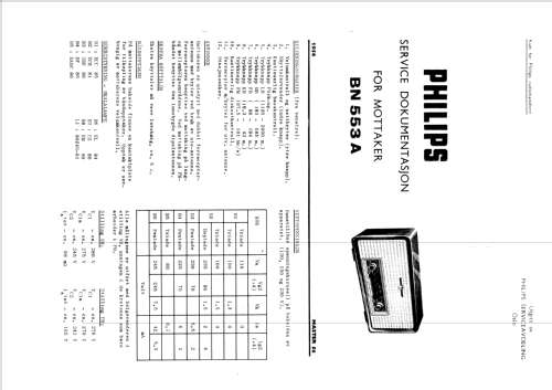 Master 56 BN553A; Philips Norway Norsk (ID = 2327955) Radio