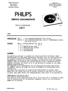 Plattenspieler 2977 /00 /01; Philips; Eindhoven (ID = 2875003) R-Player