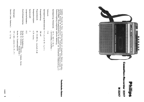 Cassetten-Recorder 2217 N2217 Automatic; Philips - Österreich (ID = 2113817) Ton-Bild