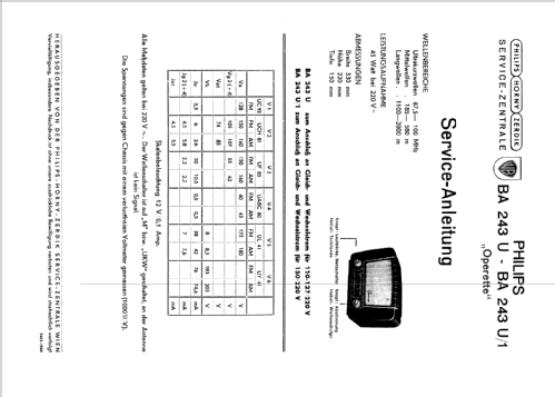 Operette BA243U/1; Philips - Österreich (ID = 313257) Radio