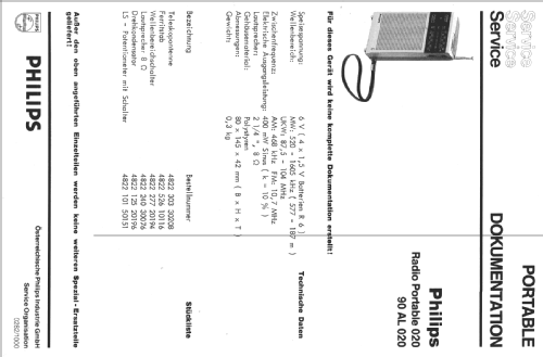 Radio Portable 020 90AL020 /00 /01 /15 /40 /45; Philips Hong Kong (ID = 360761) Radio