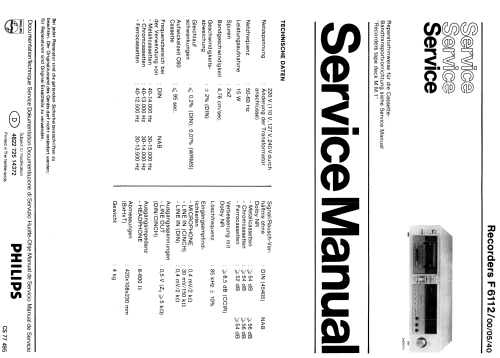 Stereo Cassette Deck F-6112 /00 /05 /40; Philips - Österreich (ID = 2052299) Sonido-V