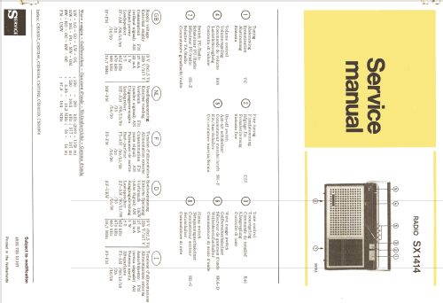 SX1414 /00 /13 /16 /30 /35 /99; Philips; Eindhoven (ID = 1589317) Radio