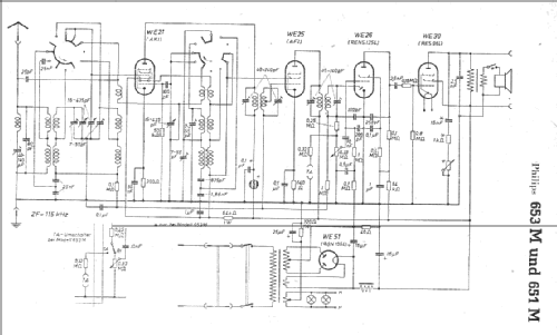 653M Radio Philips Radios - Deutschland, build 1937 ?, 1 schematics ...