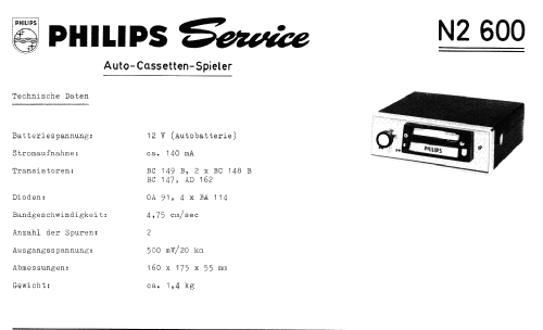 Auto-Cassettenspieler N2600; Philips Radios - (ID = 529281) Reg-Riprod