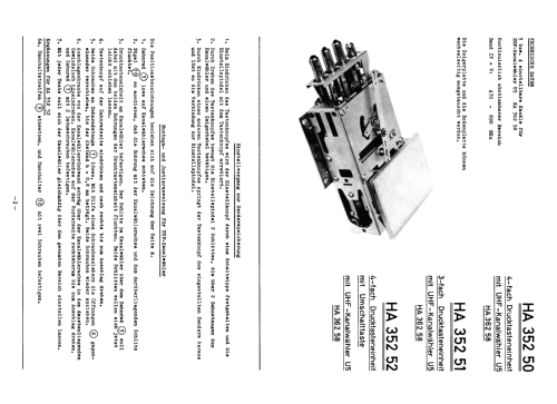 Drucktasteneinheit -3 fach - HA 352 51 mit UHF Kanalwähler HA 362 58; Philips Radios - (ID = 1895710) mod-past25