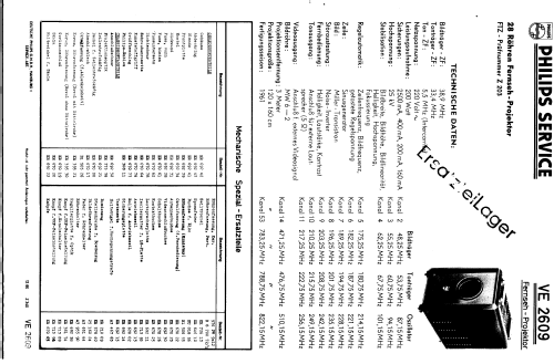 Fernseh-Projektor VE2609; Philips Radios - (ID = 206408) Fernseh-E