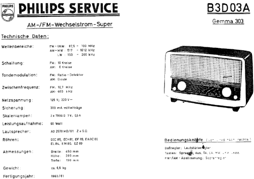 Gemma 303 B3D03A; Philips Radios - (ID = 460697) Radio