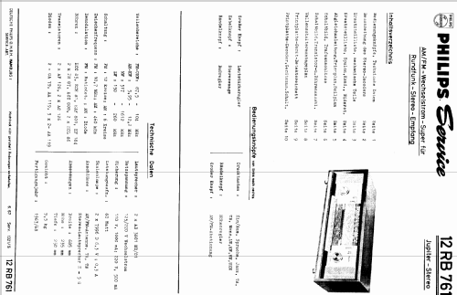 Jupiter 761 Stereo 12RB761; Philips Radios - (ID = 403652) Radio