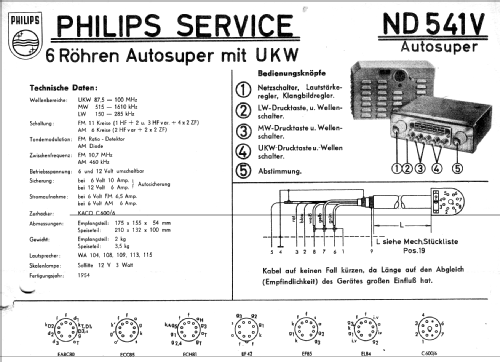 ND541V; Philips Radios - (ID = 199622) Car Radio