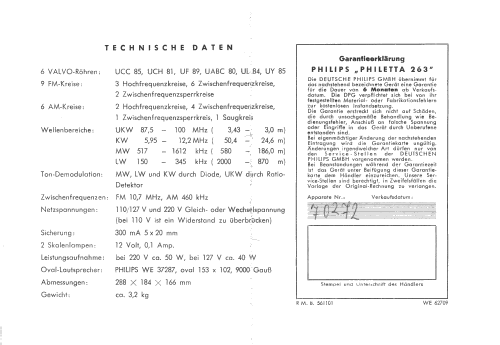 Philetta 263 BD263U; Philips Radios - (ID = 1349448) Radio