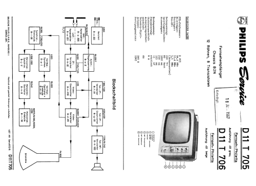 Fernseh-Philetta Automatic D11T705 /01 Ch= B2N; Philips Radios - (ID = 1906525) Television