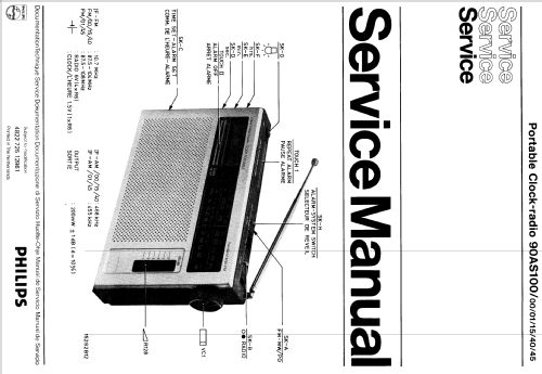 Portable Clock Radio 90AS100; Philips Radios - (ID = 278912) Radio