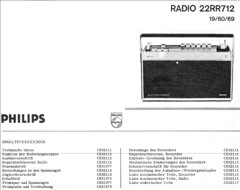 Radio Recorder Automatic de Luxe RR712 22RR712 /19 /60 /69; Philips Radios - (ID = 632069) Radio