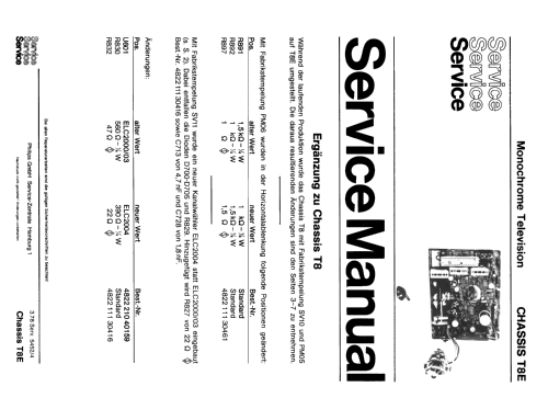 S/W Fernsehempfänger Chassis Ch= T8E; Philips; Eindhoven (ID = 1895157) Television